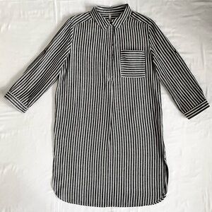 Gray and White Striped Mini Dress size L. 100% cotton